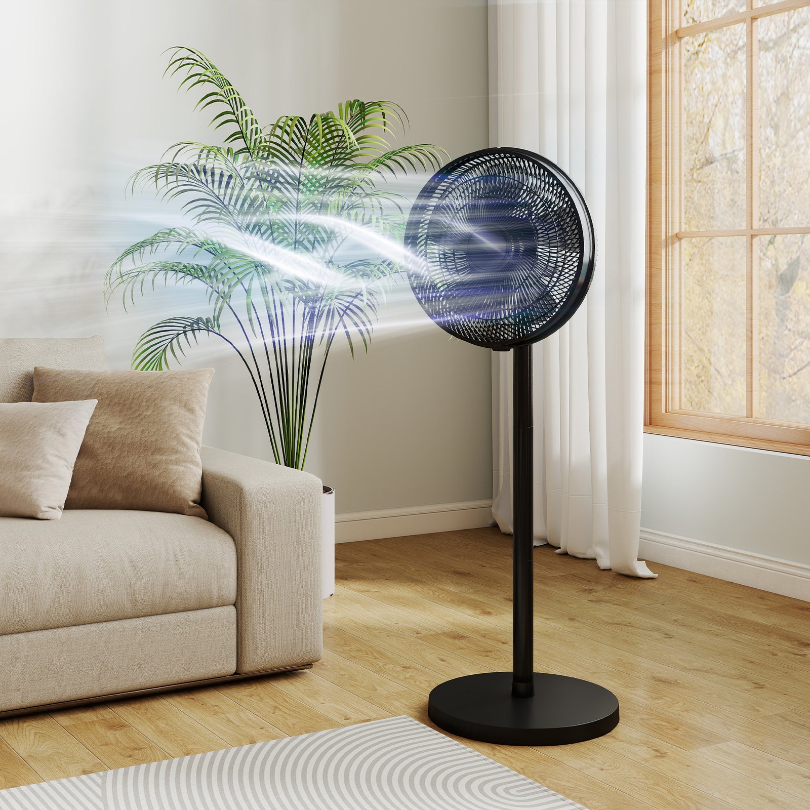 HOMCOM 40 Cm Standing Pedestal Fan, Quiet Electric Cooling Floor Fan, Black