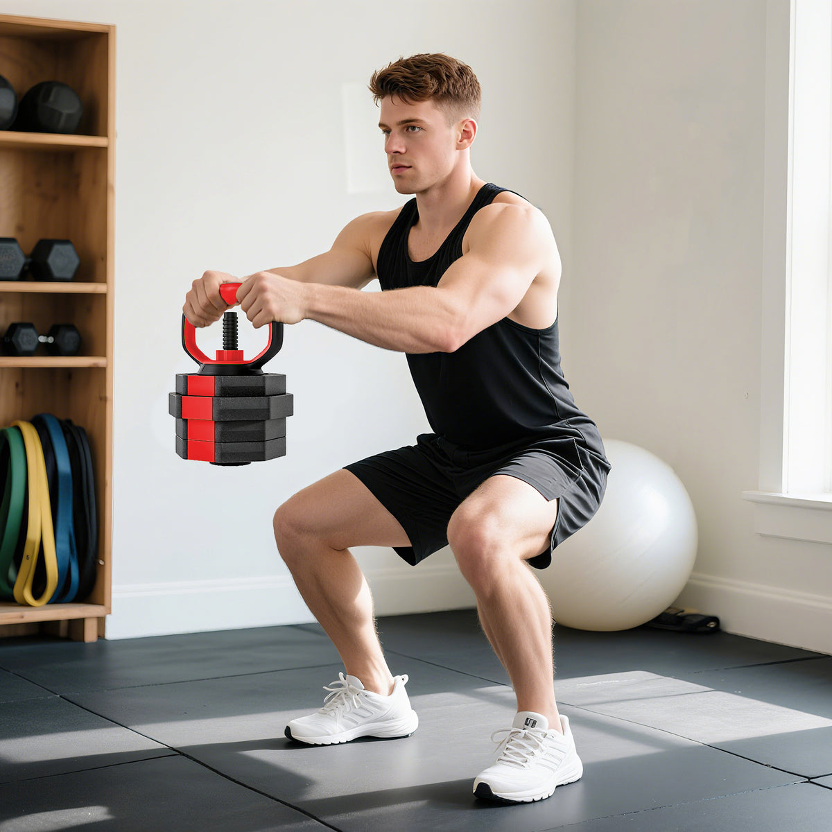 4-in-1 Adjustable Weight Dumbbells Set, Free Weights | 20kg | Red