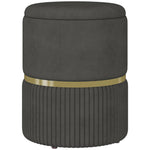 Round Pouffe, Hidden Space, Cushioned Top | Gray