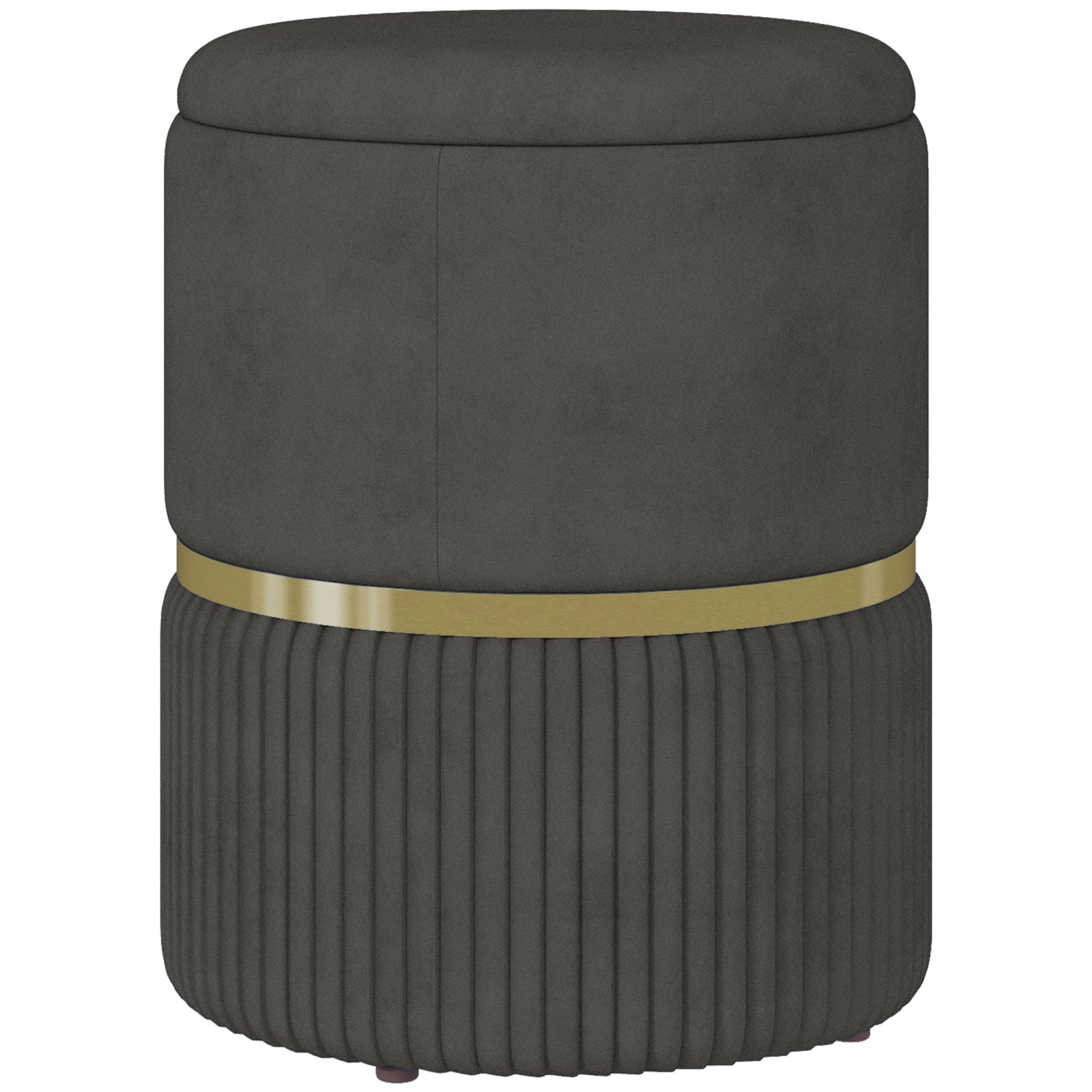 Round Pouffe, Hidden Space, Cushioned Top | Gray