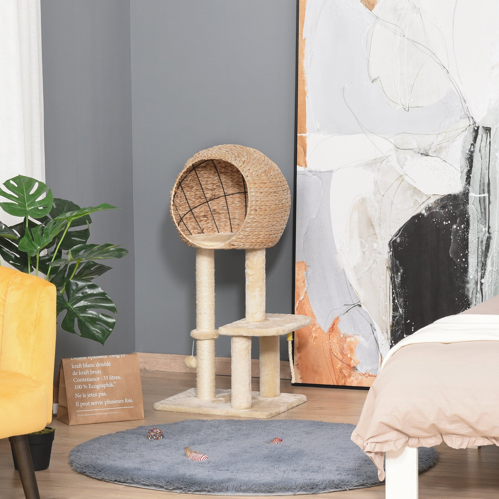 100cm Cat Tree Tower Kitten Climbing Tower W/ Scratching Post Condo