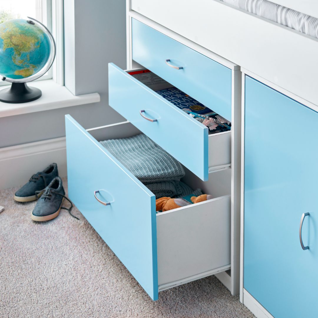 Lacy Storage Mid Sleeper Bed | Single | Blue
