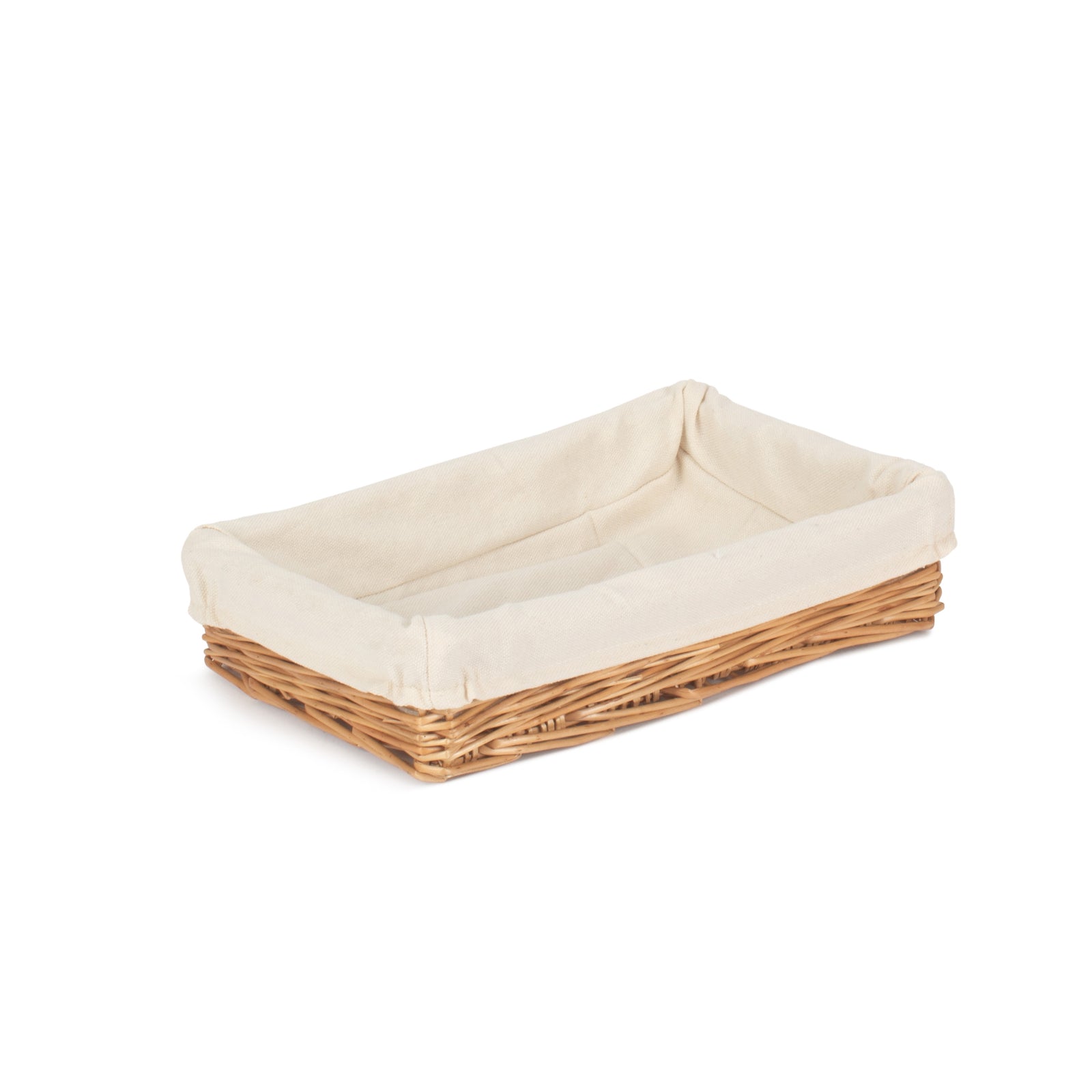 Wicker Cotton Lined Straight-sided Rectangular Tray | Small | Brown