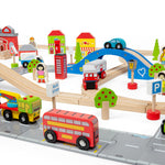 Wooden City Road and Railway Set - 105 Pieces