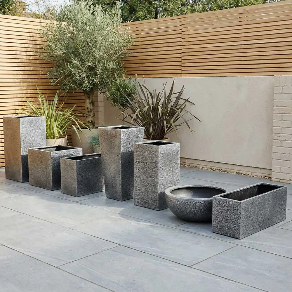 Zinc Galvanised Trough Planter | 100cm x 40cm x 40cm | Silver Black