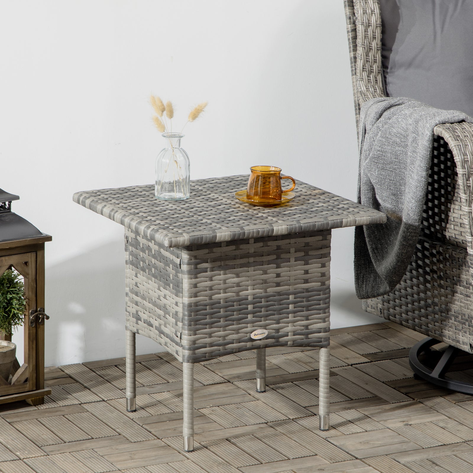 Pe Rattan Coffee Table, Patio Side Table