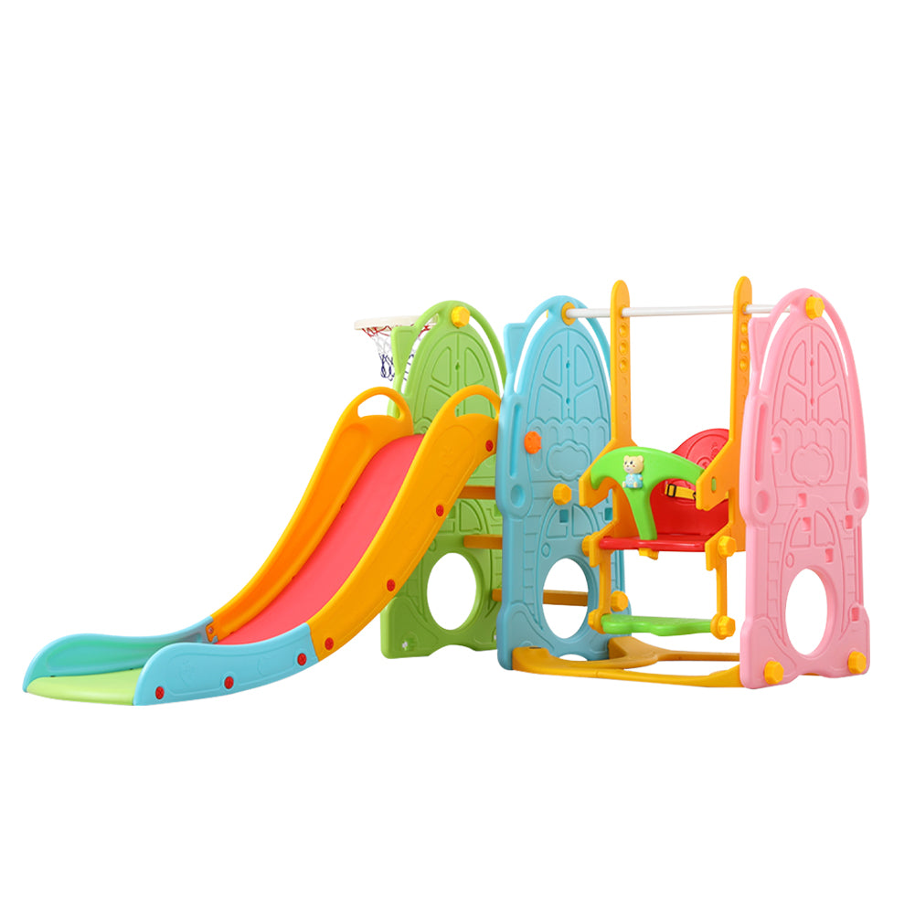 Colorful Toddler Slide And Swing Playset With Music And Safety Belt Indoor Playground For Kids Ages 1–4