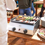 Gas Grill, Gas Bbq W/ Non-stick Griddle For Camping | Small | Silver