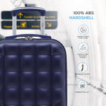 45x36x20cm Lightweight Underseat Cabin Carry On Suitcase - 100+ Airline Approved - Hard Shell Luggage - 4 Wheels - Bubble Design | Cabin | Navy Blue