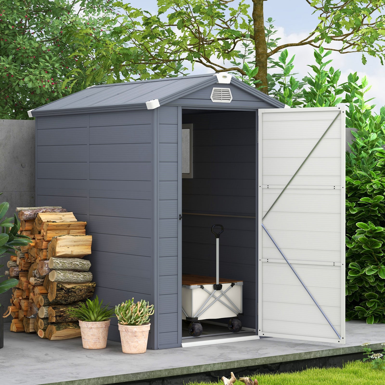 Garden Shed Tool Storage House With Lockable Door, Kit | Medium