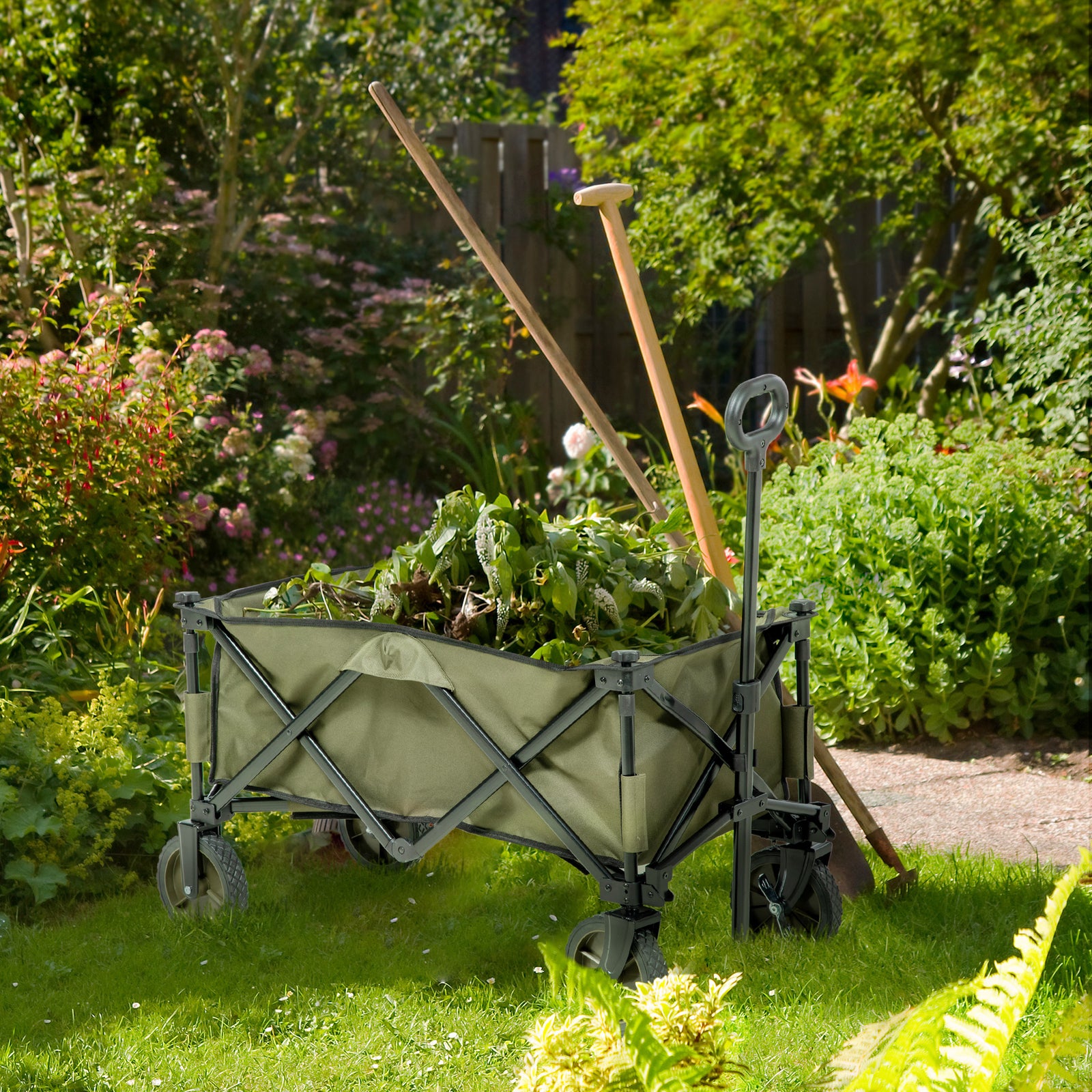 Folding Garden Trolley With Folding Board | Green