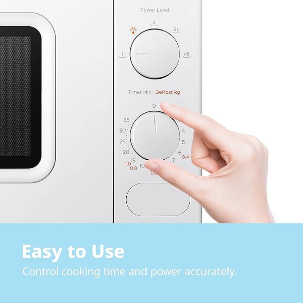 700w Countertop Microwave Oven, 20l Compact Microwave With Dual Control Knobs | White