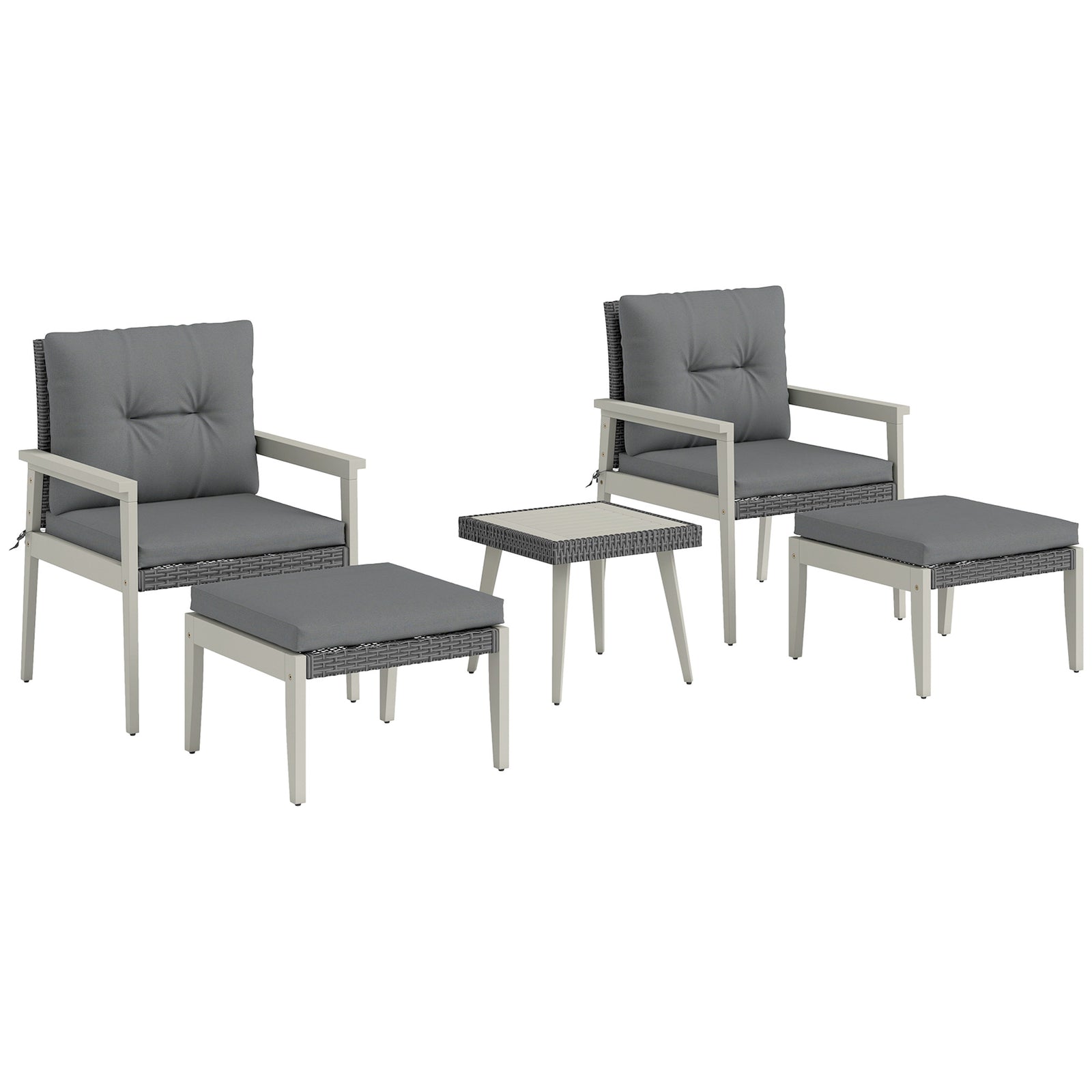 5-pieces Rattan Patio Set With Acacia Wood Top Table