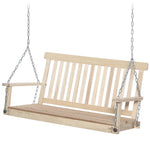 2 Seater Porch Wooden Swing Chair Garden Bench With Chains