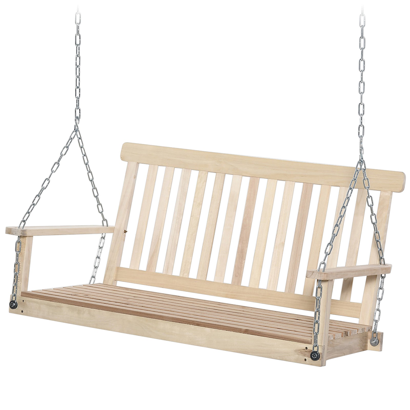 2 Seater Porch Wooden Swing Chair Garden Bench With Chains