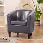 Meriden 68cm Wide Pu Vegan Leather Accent Tub Chair Supplied With Both Light And Dark Wooden Legs | Grey