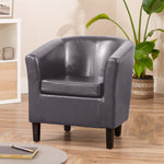 Meriden 68cm Wide Pu Vegan Leather Accent Tub Chair Supplied With Both Light And Dark Wooden Legs | Gray