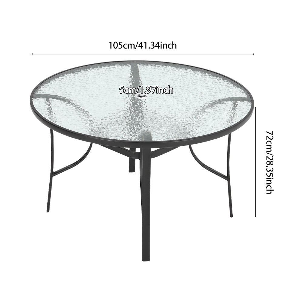 5 Pieces Garden Dining Set Tempered Glass Outdoor Coffee Table And Rattan Chairs Set