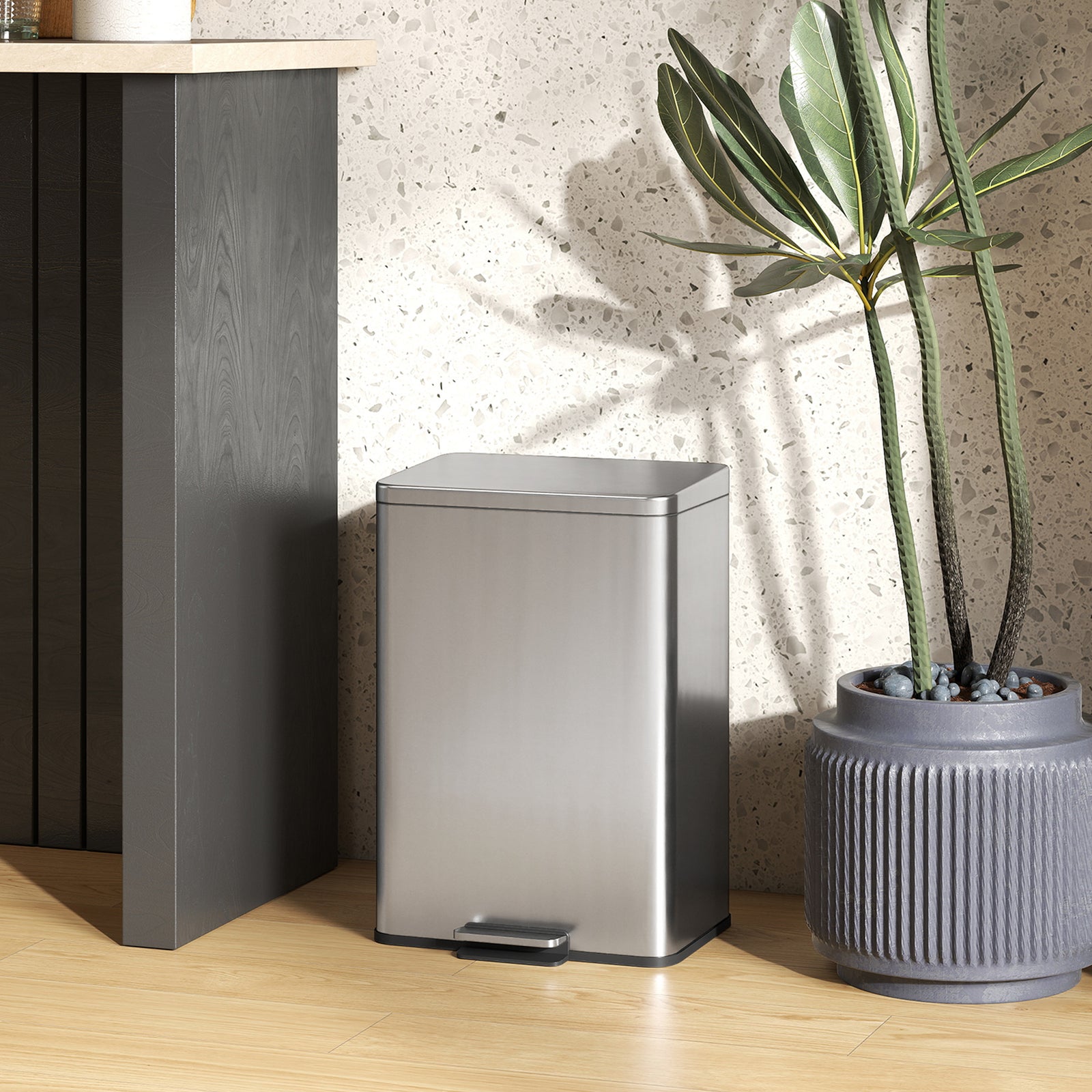 Pedal Bin With Soft-close Lid, 20l Kitchen Bin For Home | Silver