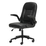 Ergonomic Office Computer Chair Pu Leather Swivel Recliner With Flip-up Armrests | Black