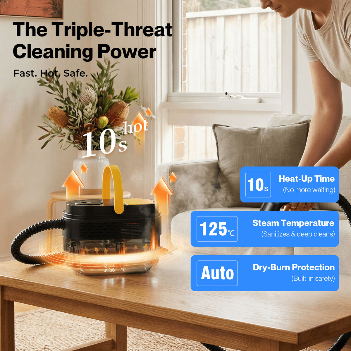 Steam Cleaner High Pressure Cleaning Machine Adjustable 1500w For Home | Black
