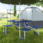 Picnic Table Chair Set 4 Seat Aluminium Pp W/ 2.7cm Hole | Blue