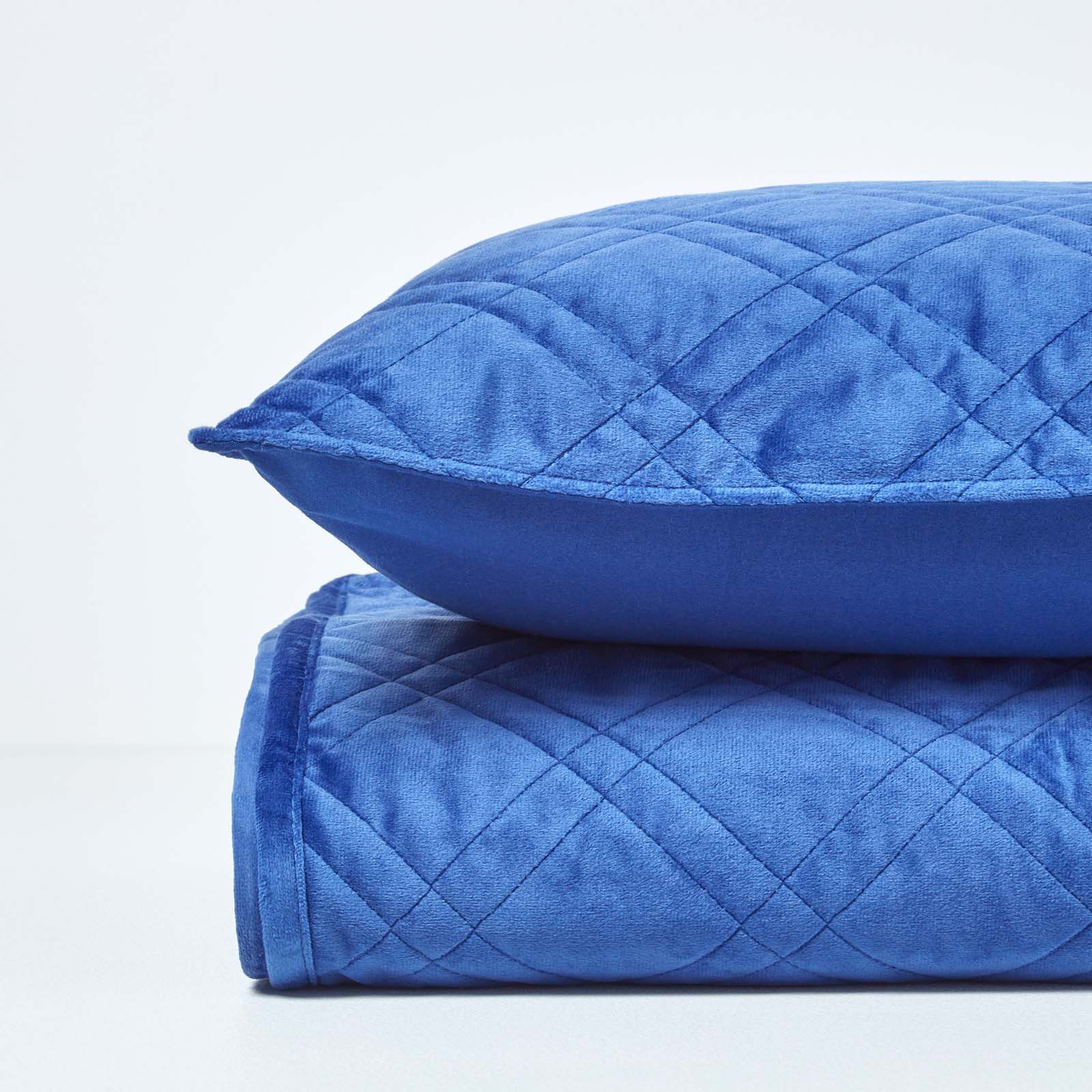 Paragon Diamond Pattern Geometric Velvet Bedspread | 200cm x 200cm | Navy Blue