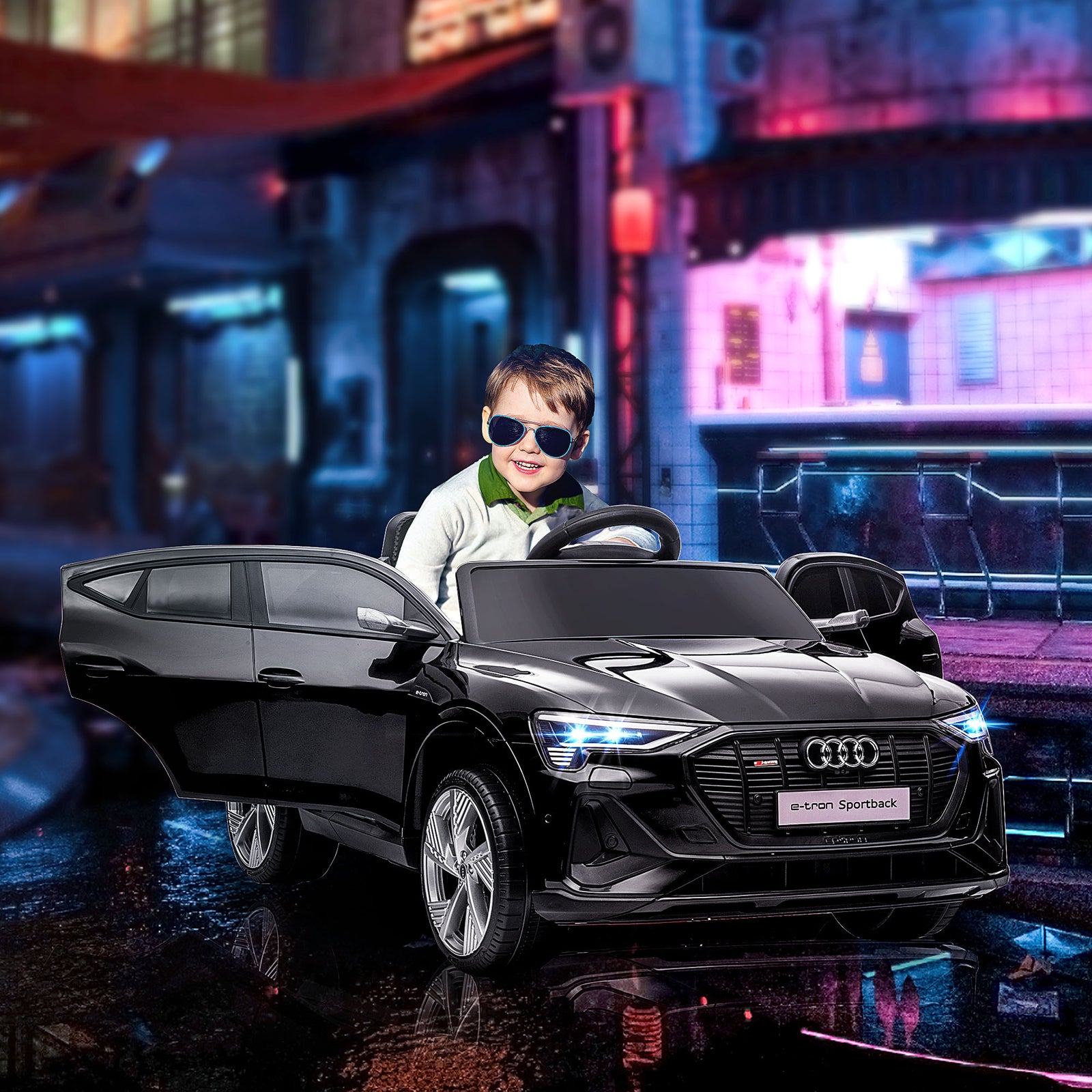 12v Kids Electric Ride-on Car/ W Remote Control, Lights, Music | Black