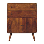 Solid Mango Wood Curved Nordic Charm Cabinet