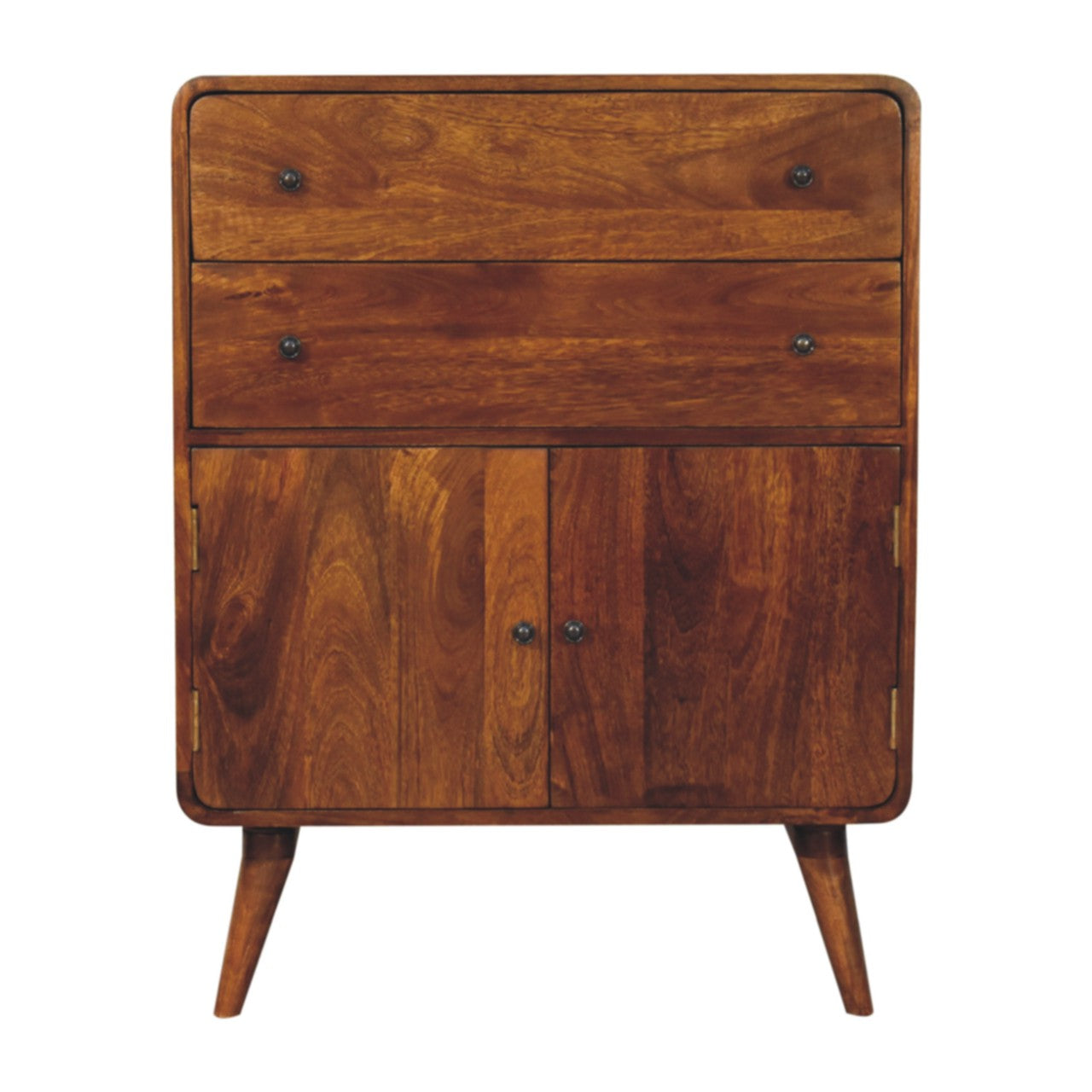 Solid Mango Wood Curved Nordic Charm Cabinet