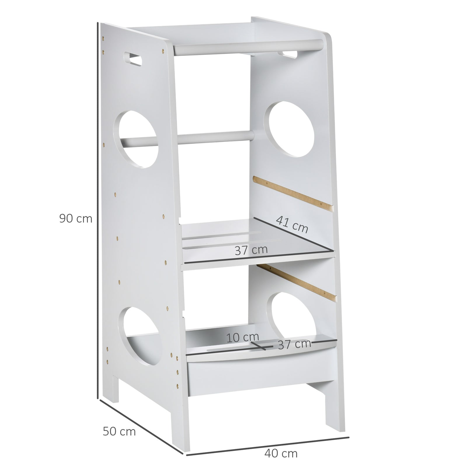Step Stool Toddler Kitchen Stool With Adjustable Standing Platform | Grey