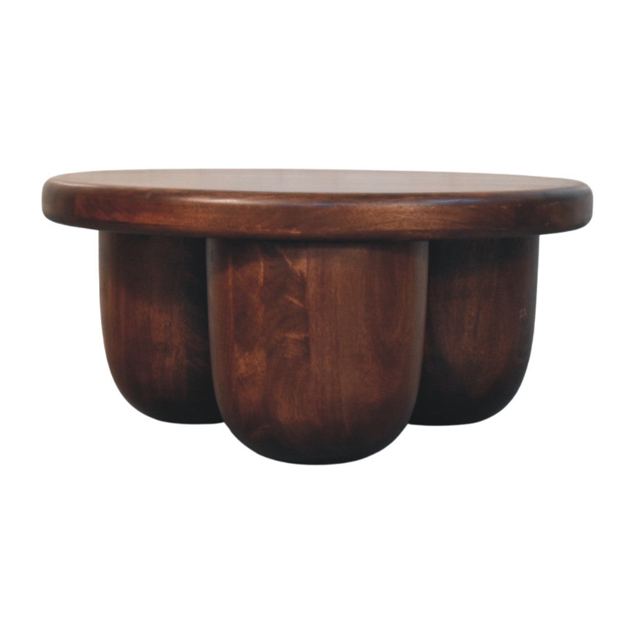 Clara Sculpted Coffee Table Rounded pillar-style legs, Brown