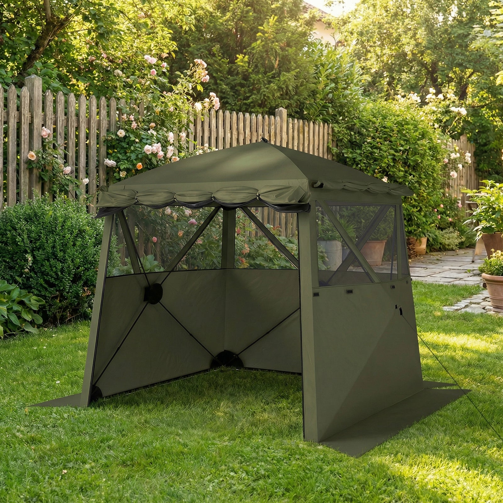 Pop Up Gazebo Waterproof With Awning 2 X 2 M | Green