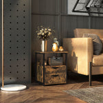 End Table Bedside Desk Slim Storage Cabinet with Shelf | Brown