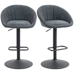 Swivel Bar Stools Set Of 2 Height Adjustable Bar Chairs | Dark Grey