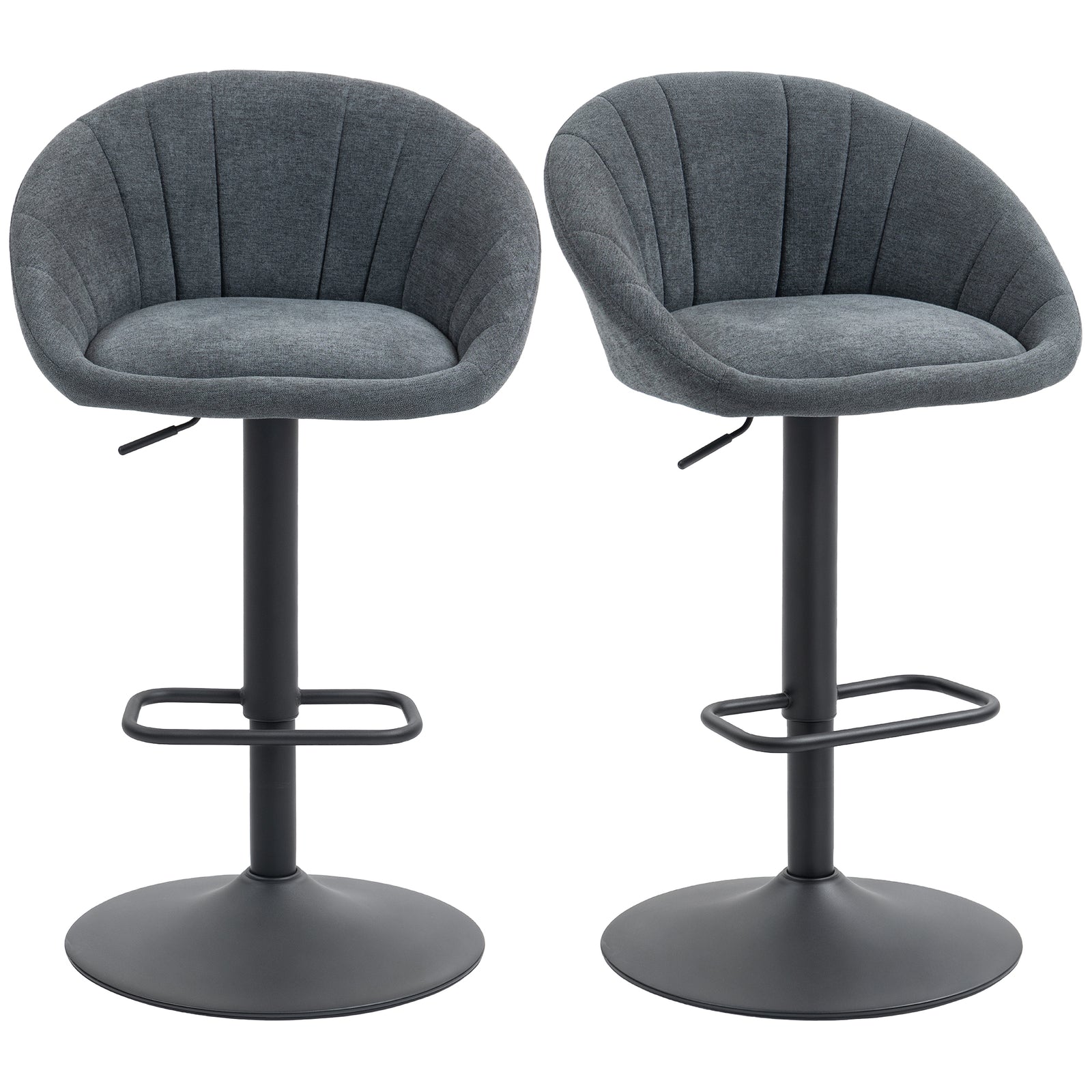 Swivel Bar Stools Set Of 2 Height Adjustable Bar Chairs | Dark Grey