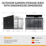 2-in-1 Metal Shed With Greenhouse, Transparent Pc Panels – 10 X 9ft, Zinc Steel & Polycarbonate Construction