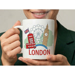 Dyzi London Bus Quote Ceramic Coffee Mug White Travel Design
