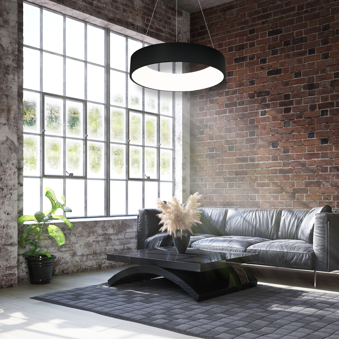 Ohio Stunning Led Pendant Lamp 24w(122w)  45cm Diameter Height Adjustable | Black