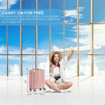 55x40x20cm Lightweight Luggage Overhead Cabin Hard Shell Cabin Suitcase 60+ Airlines Approved - Carry On Case - 4 Wheels | Cabin | Rose Gold