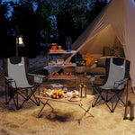 Set Of 2 Folding Camping Chairs With Cooler Bag