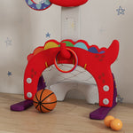 AIYAPLAY 5-in-1 Basketball Set With Adjustable 96-130 Cm Height, Red