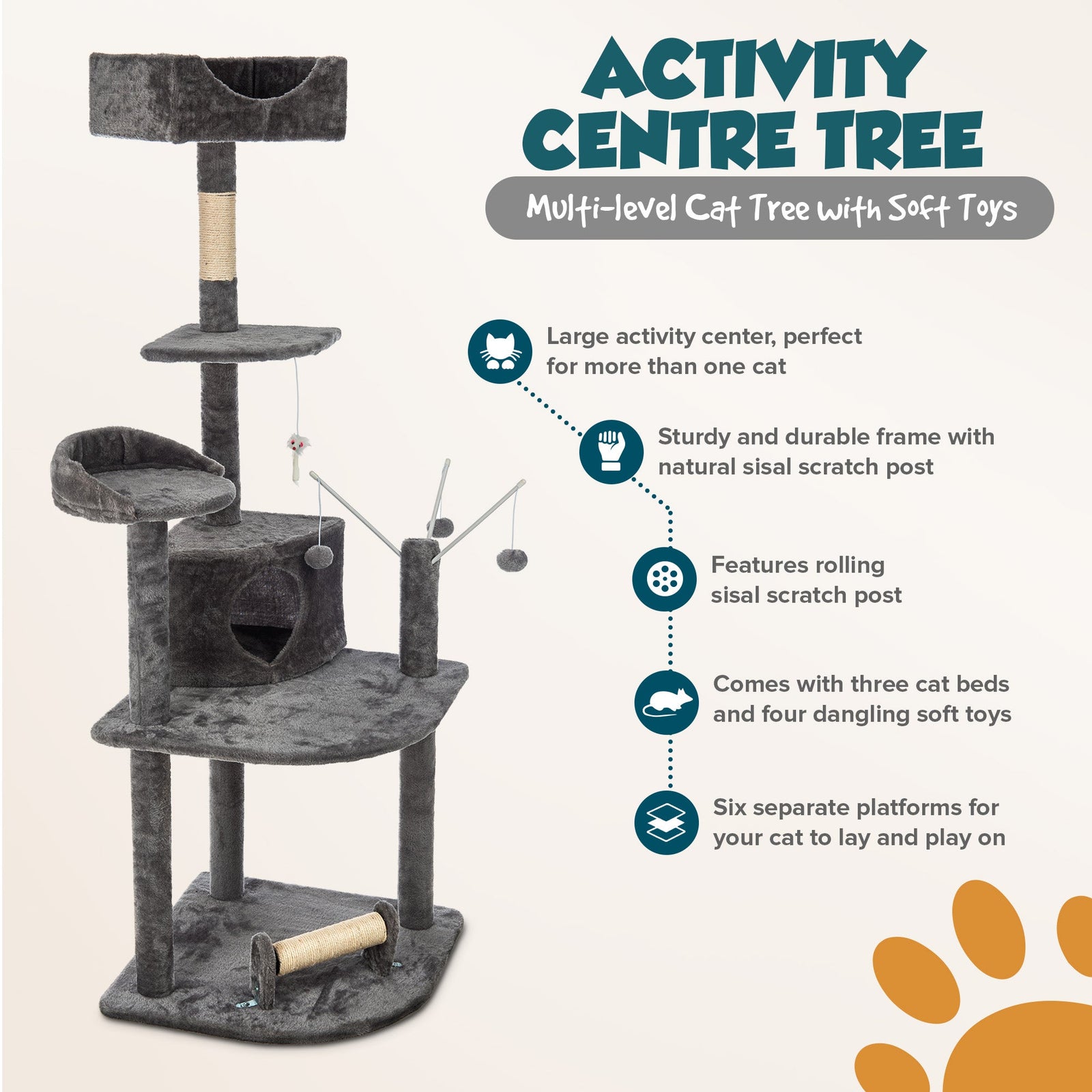 4 Tier Cat Activity Tree And Scratching Post