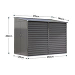 Durable Zinc Steel Metal Garden Shed 4.7×8.86ft – Waterproof Outdoor Storage House For Tools And Garden Equipment, Charcoal Black | Charcoal Black