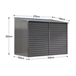 Durable Zinc Steel Metal Garden Shed 4.7×8.86ft – Waterproof Outdoor Storage House For Tools And Garden Equipment, Charcoal Black | Charcoal Black