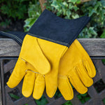 Luxury Leather Gauntlet Gloves, Golden Yellow | Large | Yellow