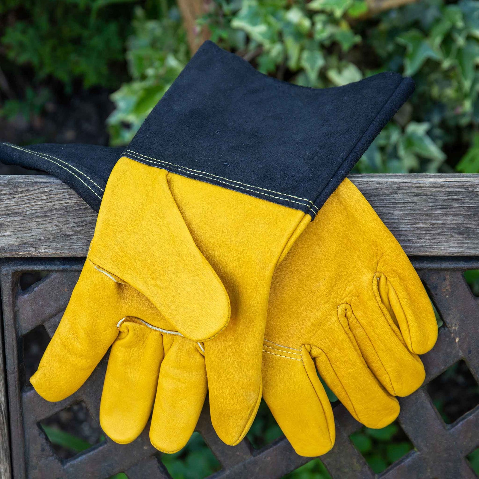 Luxury Leather Gauntlet Gloves, Golden Yellow | Large | Yellow
