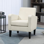 Modern Armchair Accent Chair With Rubber Wood Legs | One Size | Cream