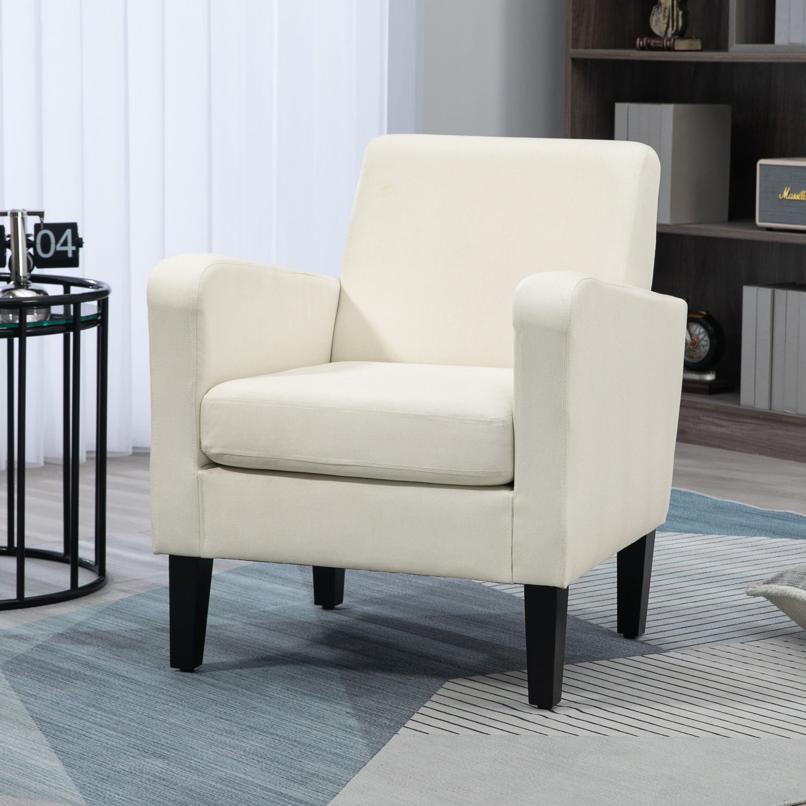 Modern Armchair Accent Chair With Rubber Wood Legs | One Size | Cream