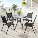 Outsunny Folding Garden Chairs Set Of 4 With Plastic Seat And Back, Black